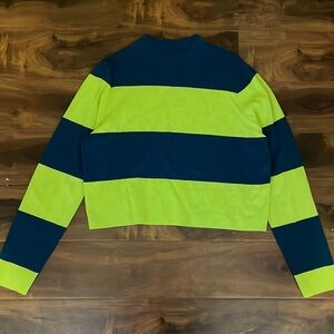 Victor Glemaud Women’s Neon Yellow and Green Striped Sweater Size XL